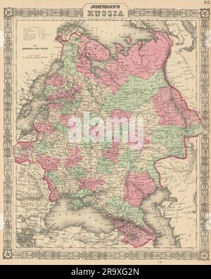 La Russie de Johnson en Europe. Ukraine Pologne pays baltes Finlande Caucase 1866 carte Banque D'Images