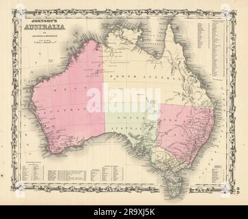 Johnson's Australie. Colonie de l'Australie du Nord. Pas de carte du Queensland 1861 Banque D'Images