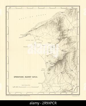 Opérations contre Suvla. Campagne Gallipoli 1915. Première Guerre mondiale. 1923 carte Banque D'Images