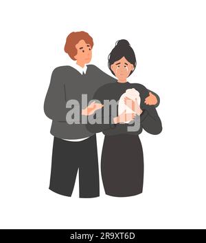 Des gens mécontents de mauvaise humeur, souffrant de chagrin Illustration de Vecteur