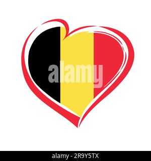 Logo coeur belge créatif. Motif T-shirt, éléments de motif cadeau avec style pinceau. Bienvenue au concept d'icône de Belgique. Illustration de Vecteur