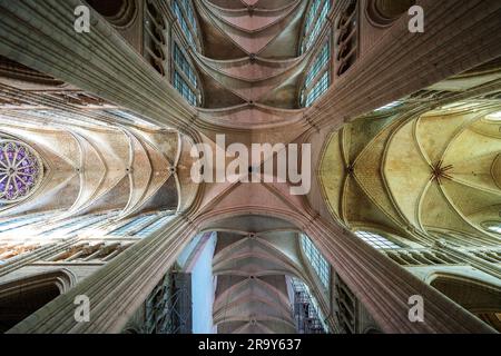Traversée de la basilique-cathédrale de Soissons, dédiée à Saint Gervais et Saint Protais dans le département français de l'Aisne en Picardie - Rome médiévale Banque D'Images