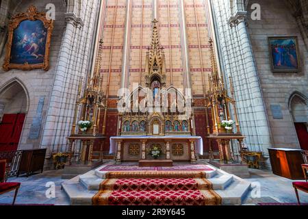 Retable dans la basilique-cathédrale de Soissons, dédiée à Saint Gervais et Saint Protais dans le département français de l'Aisne en Picardie - médiévale ro Banque D'Images