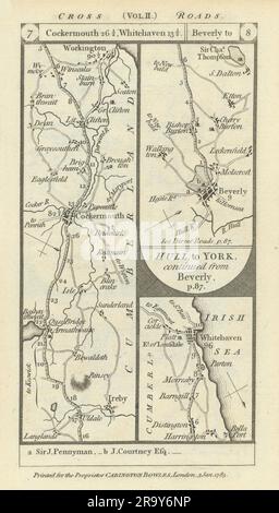 Cockermouth-Workington-Whitehaven. Beverley carte routière PATERSON 1785 Banque D'Images