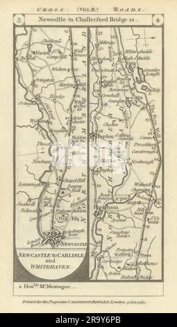 Newcastle-upon-Tyne - Hexham - Haydon Bridge carte routière PATERSON 1785 Banque D'Images