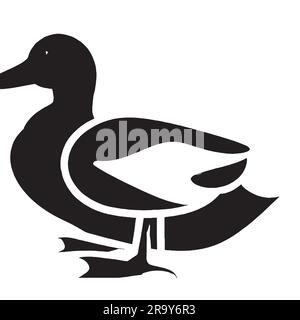 icône en forme de canard de couleur noire sur fond blanc Illustration de Vecteur