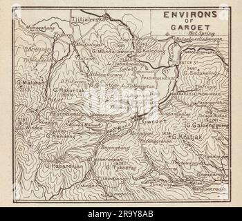 Garut, Java Ouest. Carte d'esquisse 'environ de Garoet'. Indonésie 1917 ans Banque D'Images