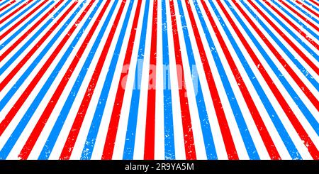Arrière-plan perspective à un point lumineux avec bandes bleues et rouges sur fond blanc. Papier peint vectoriel rayé. Toile de fond du salon de coiffure pour la coupe de cheveux d'homme Illustration de Vecteur
