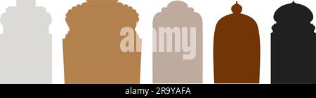 Forme islamique d'une arche de porte. Icône kareem de Ramadan. Motif en forme de fenêtre arabe de style plat. Ensemble d'arches et de fenêtres de style oriental. Illustrateur vectoriel Illustration de Vecteur