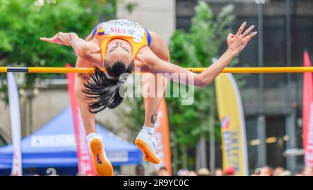 Lausanne, Suisse. 06th septembre 2023. Iryna Gerashchenko d'Ukraine est en action pendant l'événement de ville de Athletiisima Lausanne - Diamomd League 2023. City Event of Athletiisima Lausanne - Diamomd League 2023 à Lausanne 2023, a eu lieu à Lausanne, la capitale olympique de 29 juin 2023. (Photo par: Eric Dubost/Sipa USA) crédit: SIPA USA/Alay Live News Banque D'Images