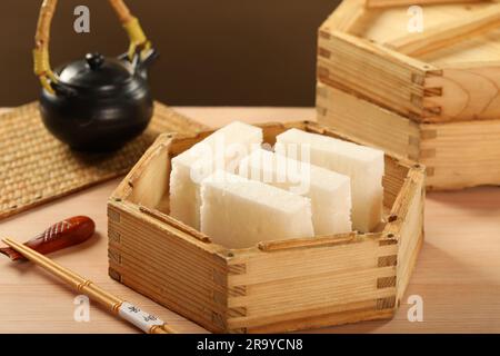 yumcha, dim sum, gâteau éponge de sucre blanc de style chinois Banque D'Images