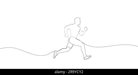 Dessin continu d'une ligne d'un athlète de course à pied. Course à pied sportive. Illustration vectorielle Illustration de Vecteur