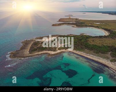 Vue aérienne de la réserve naturelle de torre guaceto, apulia Banque D'Images