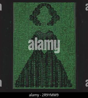 Contour d'Ada Lovelace en code binaire vert composé de zéros et de uns Illustration de Vecteur