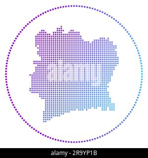 Badge numérique Côte d'Ivoire. Carte en pointillés de la Côte d'Ivoire en cercle. Icône technologique du pays avec points en dégradé. Illustration vectorielle nette. Illustration de Vecteur