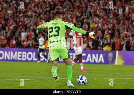 Bogota, Colombie. 28th juin 2023. Goias gardien de but Tadeu Antonio Ferreira pendant l'équipe colombienne Independiente Santa Fe (1) V. Brasil's Goias (2) correspondent pour la classification à la ronde de 16 de la CONMEBOL Sudamericana 2023, à la Nemesio Camacho el Campin à Bogota, Colombie, 28 juin 2023. Photo par: Cristian Bayona/long Visual Press Credit: Long Visual Press/Alay Live News Banque D'Images