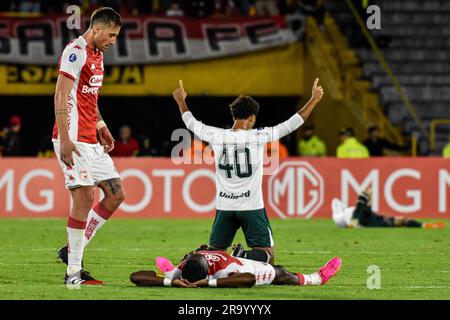 Bogota, Colombie. 28th juin 2023. Goias Everton Morelli célèbre pendant l'équipe colombienne Independiente Santa Fe (1) V. Brazil's Goias (2) match pour la classification à la ronde de 16 de la CONMEBOL Sudamericana 2023, au Nemesio Camacho el Campin à Bogota, Colombie, 28 juin 2023. Photo par: Cristian Bayona/long Visual Press Credit: Long Visual Press/Alay Live News Banque D'Images