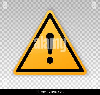 Panneau attention. Tableau de mise en garde. Point d'exclamation noir dans le cadre du triangle jaune. Message de précaution sur la bannière. Icône d'alerte isolée Illustration de Vecteur