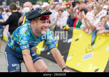 Bilbao, pays Basque, France, 29th juin 2023, cérémonie de présentation de l'équipe Tour de France au Musée Guggenheim, Bilbao, Mark Cavendish de Astana Qazaqstan Team durant l'édition 110th du Tour de France crédit: Nick Phipps/Alay Live News Banque D'Images