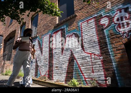 Seattle, États-Unis. 23 juin 2023. Centre-ville de Seattle Graffiti. Banque D'Images