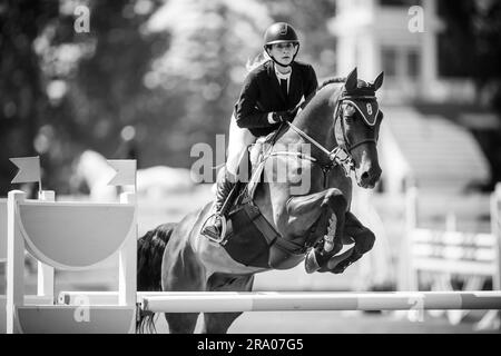 Florencial Vega du Mexique en compétition au salon panaméricain de Spruce Meadows à Calgary, Alberta, Canada, on 28 juin 2023. Banque D'Images