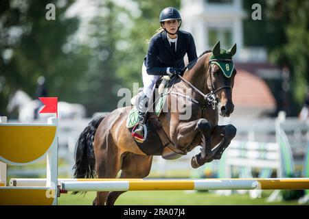 Florencial Vega du Mexique en compétition au salon panaméricain de Spruce Meadows à Calgary, Alberta, Canada, on 28 juin 2023. Banque D'Images