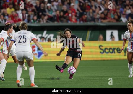 1 juillet 2023 ; Portland, Oregon, États-Unis ; Match NWSL entre le Portland Thorns FC et le OL Reign à Providence Park. (Photo : Al Sermeno) Banque D'Images