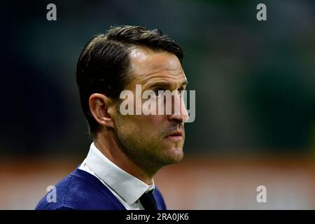 São Paulo (SP), 29/06/2023 - Futebol/PALMEIRAS-BOLIVAR (bol) - Coach Beñat San José du Bolivar (bol) - match entre Palmeiras x Bolivar (bol), valable pour la sixième partie de la scène du groupe, de la Copa Libertadores de América, tenue à l'Allianz Arena, à l'ouest de São Paulo, La nuit de ce jeudi, 29. Banque D'Images