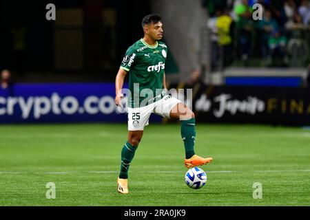 São Paulo (SP), 29/06/2023 - Futebol/PALMEIRAS-BOLIVAR (BOL) - Gabriel Menino des Palmeiras - match entre Palmeiras x Bolivar (BOL), valable pour la sixième partie de la scène du groupe, de la Copa Libertadores de América, tenue à l'Allianz Arena, à l'ouest de São Paulo, jeudi soir 29. Banque D'Images