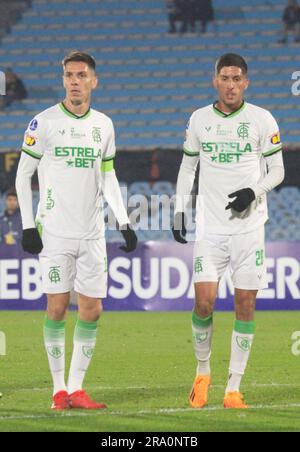 Montevideo, Uruguay. 29th avril 2023. ALE et Breno d'Amérique Mineiro, pendant le match entre Penarol et America Mineiro pour la ronde 6st du Groupe F de Conmebol Sul-Americana 2023, au Stade Centenario, à Montevideo, Uruguay sur 29 juin. Photo: Piscine Pelaez Burga/DiaEsportivo/DiaEsportivo/Alay Live News crédit: DiaEsportivo/Alay Live News Banque D'Images