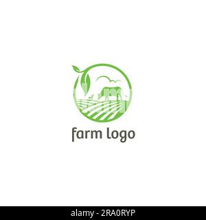 Farm logo Eco. Logo Cow Eco nature Illustration de Vecteur