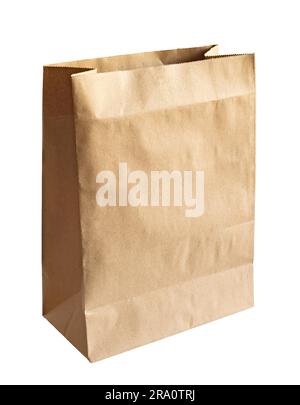 Sac en papier brun isolé sur fond blanc Banque D'Images