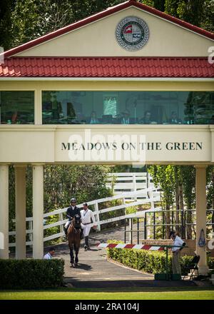 Shawn Casady, des États-Unis, participe au salon panaméricain de Spruce Meadows à Calgary, Alberta, Canada, sur 29 juin 2023. Banque D'Images