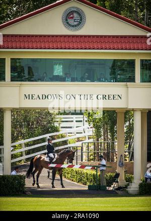 Shawn Casady, des États-Unis, participe au salon panaméricain de Spruce Meadows à Calgary, Alberta, Canada, sur 29 juin 2023. Banque D'Images