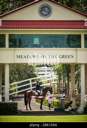 Shawn Casady, des États-Unis, participe au salon panaméricain de Spruce Meadows à Calgary, Alberta, Canada, sur 29 juin 2023. Banque D'Images