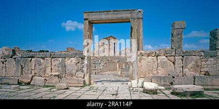 Ruines romaines, Capitole, Dougga, Thugga, Tunisie Banque D'Images