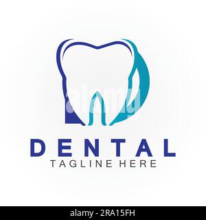 Lettre D initiale avec icône dentaire en forme de vecteur logo illustration convient à la santé dentaire, dentiste de clinique, soins dentaires. Illustration de Vecteur