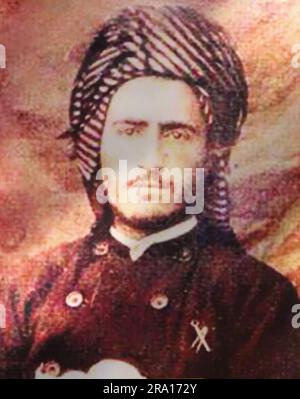 Diyarbakir, Turquie, 29/06/2023, Affiche de Qadi Muhammad, Président de la République kurde de Mahabad, exécuté en Iran en 1946, vu lors de la cérémonie commémorative. Le chef kurde Sheikh Said et 46 de ses amis ont été commémorés le 98th anniversaire de leur exécution, à l'endroit où ils ont été exécutés à Diyarbakir. Kasim Firat, Président de l'Association et petit-fils de Sheikh Said, Saliha Aydeniz, Coprésident du Parti des régions démocratiques (DBP), membres du Parti de la gauche verte (YSP) et du Parti démocratique populaire (HDP), représentants de l'Association du Barreau de Diyarbakir Banque D'Images