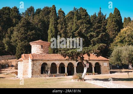 Monastère Sainte-Marie à Zvërnec, Albanie. Une église byzantine datant du 13e siècle Banque D'Images