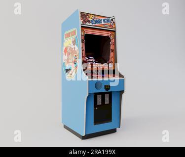 Un rendu en 3D d'une armoire de jeux vidéo Nintendo Donkey Kong - 5 août 2022 à Bristol, Royaume-Uni Banque D'Images