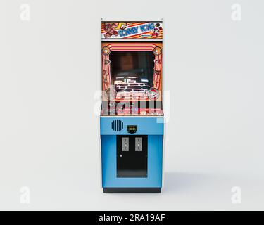 Un rendu en 3D d'une armoire de jeux vidéo Nintendo Donkey Kong - 5 août 2022 à Bristol, Royaume-Uni Banque D'Images