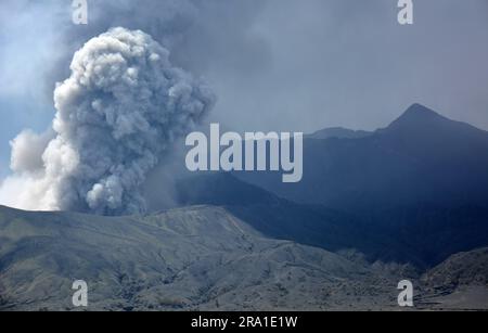 Mt. Le volcan Bromo entre activement en éruption dans le parc national Bromo tengger semeru à l’est de Java, en Indonésie Banque D'Images