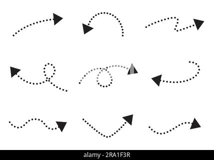 Ensemble de symboles d'icônes de flèche. Ensemble de style de point de flèche. Illustration de Vecteur