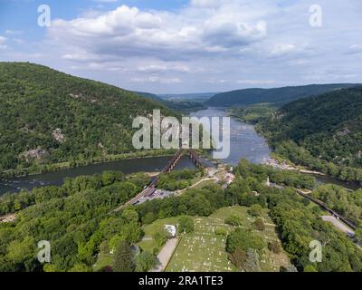 Photo aérienne de Harpers Ferry Banque D'Images