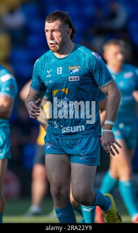 Warrington, Cheshire, Angleterre 29th juin 2023. Leeds Rhinos Cameron Smith avance sur les échauffements pendant, Warrington Wolves V Leeds Rhinos au stade Halliwell Jones, The Betfred Super League, Warrington (Credit image: ©Cody Froggatt/Alamy Live news) Banque D'Images