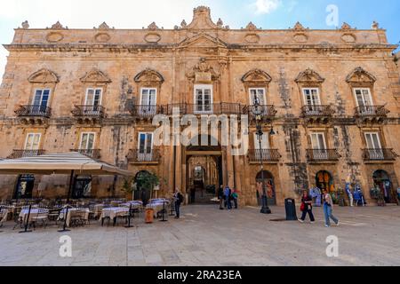 Palazzo Beneventano del Bosco Palace, Piazza Duomo, la place de la Cathédrale, Syracuse, Syracuse, Ortigia, l'île d'Ortygie, Sicile, Italie Banque D'Images