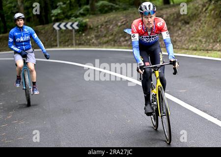 Bilbao, Danemark. 30th juin 2023. Dutch Dylan Van Baarle de Jumbo-Visma photographié lors d'une session de formation pour l'édition 110th de la course cycliste Tour de France, à Bilbao, Espagne, vendredi 30 juin 2023. Le Tour de France de cette année a lieu du 01 au 23 juillet 2023 et commence par trois étapes en Espagne. BELGA PHOTO DIRK WAEM crédit: Belga News Agency/Alay Live News Banque D'Images