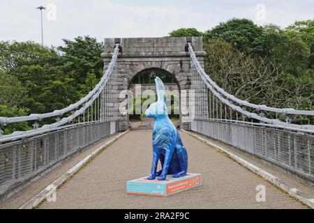 Tournez le Tide – Donna Newman - Eden-Designs sur le pont suspendu de Wellington. L'une des œuvres d'art sur le Big Hop Trail Aberdeen Scotland juin 2023 Banque D'Images