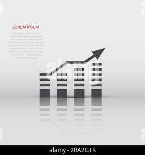 Dans l'icône graphique graphique style plat. Croissance flèche vector illustration sur fond blanc isolé. Concept d'entreprise d'analyse. Illustration de Vecteur