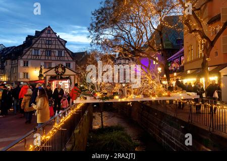 France, Haut Rhin, Colmar, marché de Noël à la place de l'ancienne Douane, ancien douane ou édifice de contrôle des douanes (Koifhus) Banque D'Images